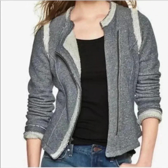 GAP Jackets & Blazers - [L]Gap Cotton Knit French Terry Asymmetrical  ZipUp Moto Jacket